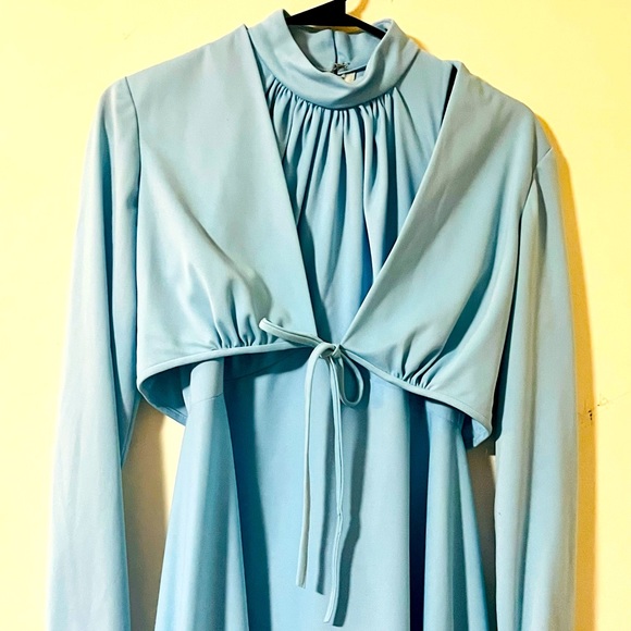 Vintage 1970s Gown with Matching Bolero 1970s Prom Dress Disco Hippy 60s - Picture 3 of 15
